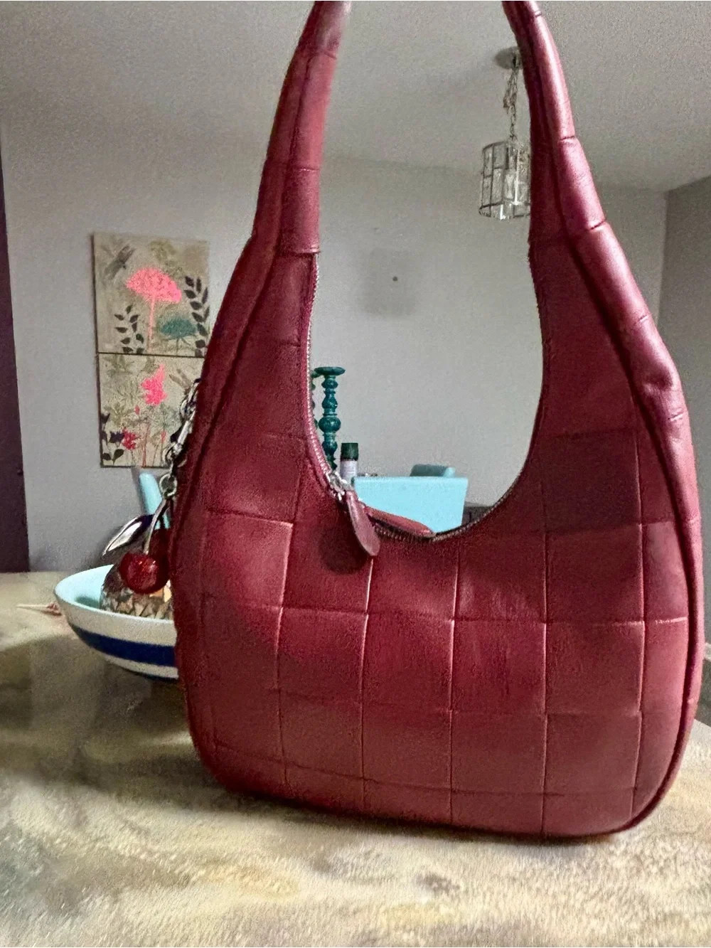 Coach Coachtopia Alter/Ego Crescent Shoulder Bag Dark Ruby CCM62 Quilted Hobo